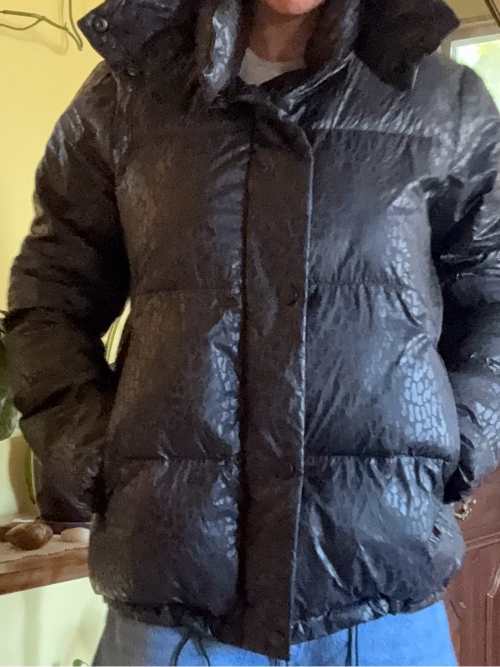 BCBGeneration Black Quilted Glossy Puffer Jacket